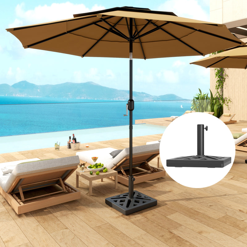 Outsunny - Umbrella Base, 33lbs HDPE Outdoor Umbrella Stand Parasol Stand with Cut-Out Design — 84D-352V00BK