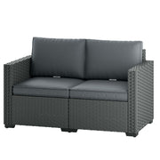 Outsunny - 2 Seater Outdoor Couch Patio Sofa with Deep Seat, Cushions, Wide Armrests for Garden, Balcony, Porch, Dark Grey