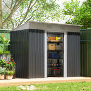 7' x 4' Outdoor Storage Shed, Metal Garden Tool Storage House Organizer with Lockable Sliding Doors and Vents for Backyard Patio Lawn, Charcoal Grey