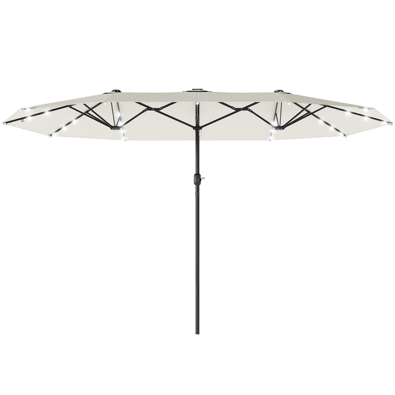 Outsunny - 173" Double-Sided Sun Umbrella Garden Parasol Patio Sun Shade Outdoor with LED Solar Light, Cream White — 84D-106CW