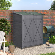 Garden Storage Shed Asphalt Roof Wooden Timber Double Door Utility Storage House with Shelf, Green and Grey