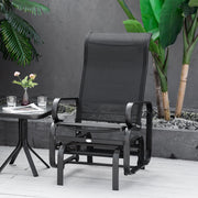 Outsunny - Patio Glider with Breathable Mesh Fabric, Outdoor Glider Chair, Garden Rocking Gliding Seat for Patio, Yard, Porch, Black
