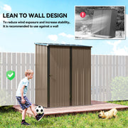 5' x 3' Outdoor Storage Shed, Steel Garden Shed with Single Lockable Door, Tool Storage Shed for Backyard, Brown