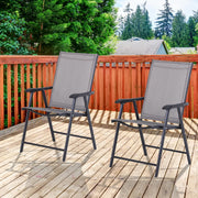 Outsunny - 2-Piece Folding Dining Chair Set for Relaxing on Patio, Balcony, or Garden, Comfortable Outdoor Furniture with Armrests, Grey