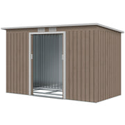 9' x 4' Garden Metal Storage Shed Outdoor Equipment Tool Box with Foundation Kit, Ventilation & Doors, Light Grey