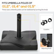 44lbs Square Cement Patio Umbrella Base Stand, Outdoor Garden Parasol Base Umbrella Weight Stand Holder Fits Φ1.3", Φ1.5" and Φ2.0" Pole - Black