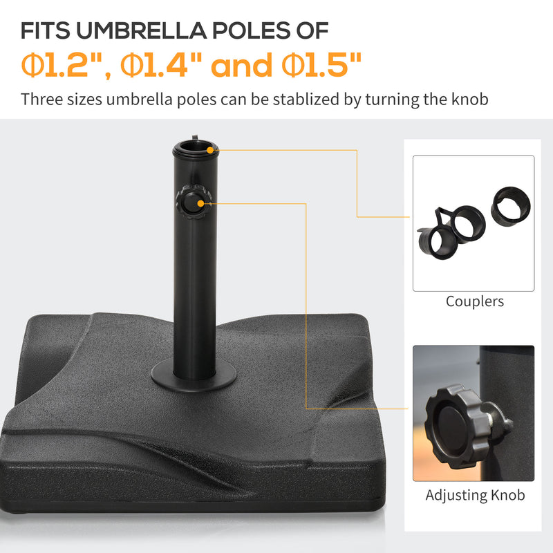 44lbs Square Cement Patio Umbrella Base Stand, Outdoor Garden Parasol Base Umbrella Weight Stand Holder Fits Φ1.3", Φ1.5" and Φ2.0" Pole - Black