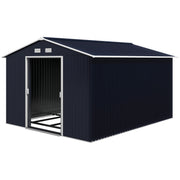 11' x 9' Metal Storage Shed Garden Tool House with Double Sliding Doors, 4 Air Vents for Backyard, Patio, Lawn Dark Grey