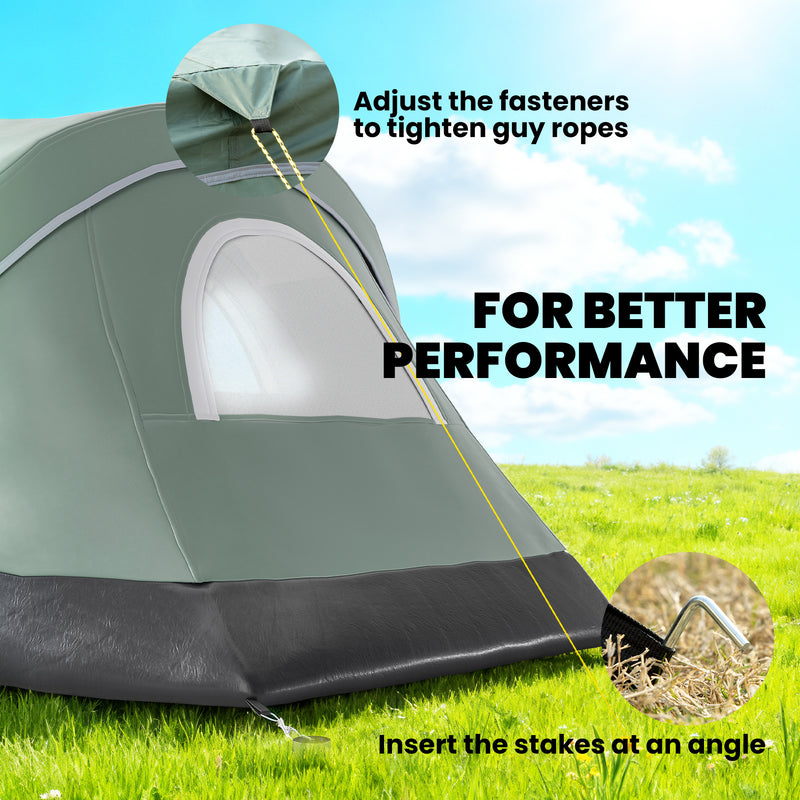 Outsunny - 5 Person Family Tent, Outdoor Camping Tent with Lighting Hook, Carrying Bag for Camping, Hiking and Travelling, Green