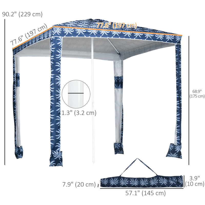 Outsunny - Beach Umbrella, 6.5' Easy-Assembly Sun-Shade Shelter with Sandbags and Carry Bag, Cool UV50+, Dark Blue — 84D-220V00DB