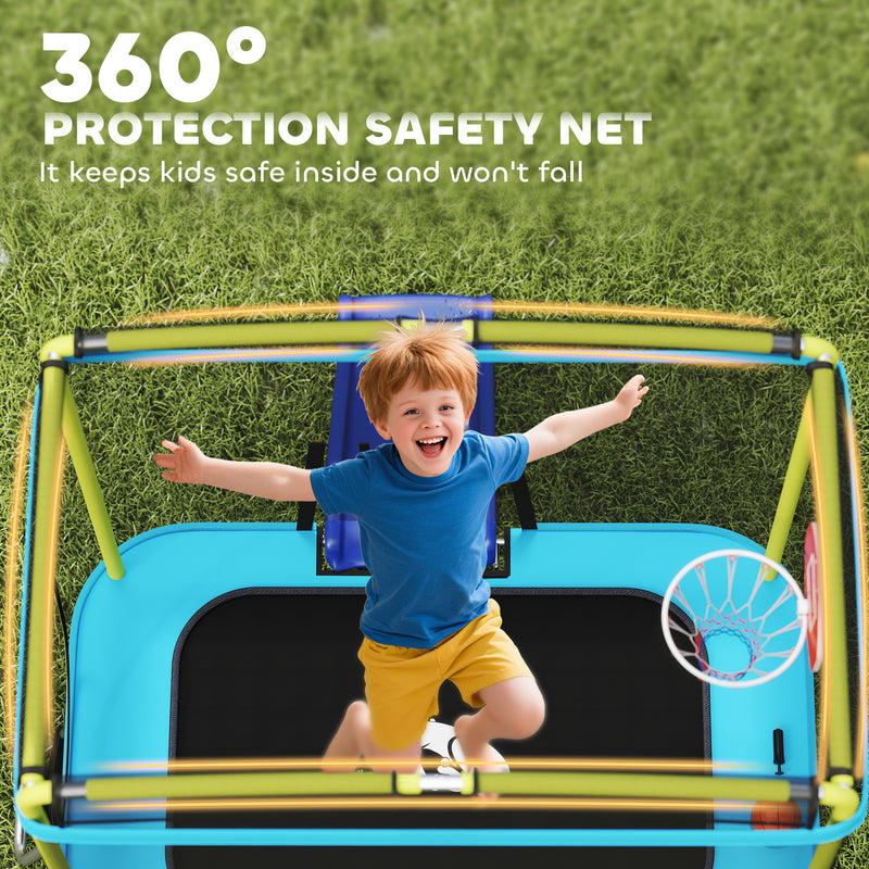 Qaba 6.9FT Kids Trampoline with Safety Net, Slide, Swing, Toddler Trampoline for 3-6 Years Old Outdoor