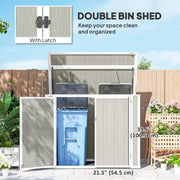 41 Cu. Ft. Outdoor Storage Shed, Outdoor Horizontal Trash Can Storage with Chain Lid, Lockable Storage Box, Light Grey