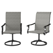 Outsunny - Outdoor Swivel Dining Chairs Set of 2, High Back Swivel Chairs with All Weather Mesh for Deck, Backyard, Poolside, Grey