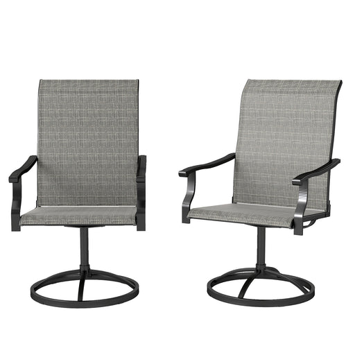Outsunny - Outdoor Swivel Dining Chairs Set of 2, High Back Swivel Chairs with All Weather Mesh for Deck, Backyard, Poolside, Grey