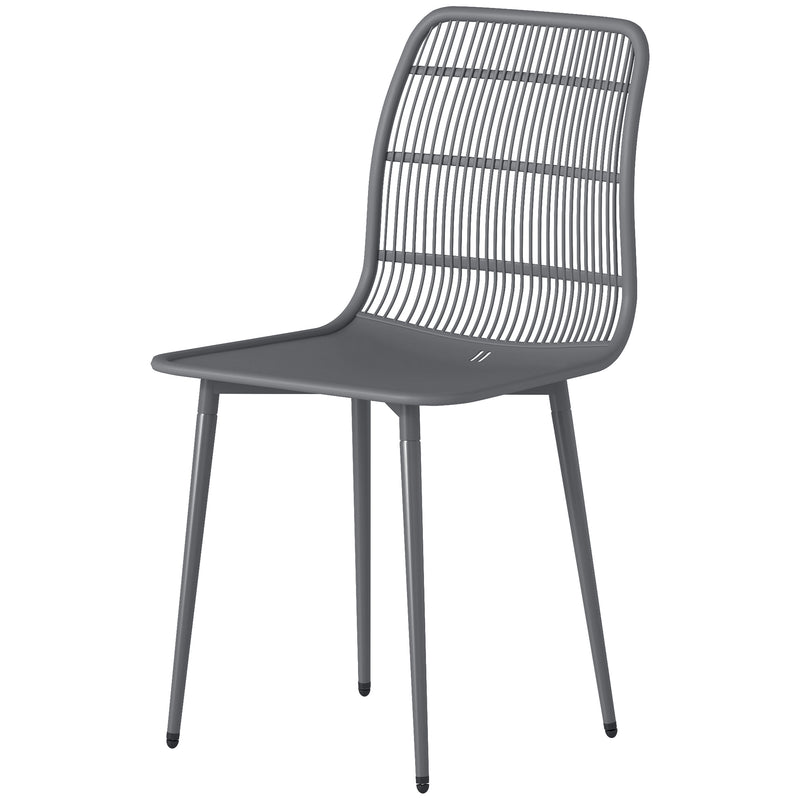 Outsunny - Outdoor Dining Chairs Set of 4, Patio Chairs with Slotted Backrest, Grey