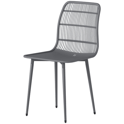Outsunny - Outdoor Dining Chairs Set of 4, Patio Chairs with Slotted Backrest, Grey