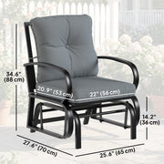Outsunny - Patio Glider, Outdoor Glider Chair with Cushions, Steel Frame, Curved Armrests, Light Grey