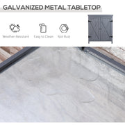 Garden Storage Cabinet, Outdoor Tool Shed with Galvanized Top and Two Shelves for Yard Tools or Pool Accessories, Grey
