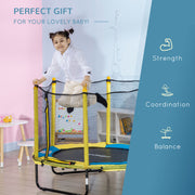 Qaba 4.6FT Trampoline for Kids with Enclosure Net for Ages 3-6, Indoor Outdoor Use, Yellow