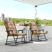 Outsunny - Folding Rocking Chair Set of 2 Padded Rockers with Armrest, Light Brown