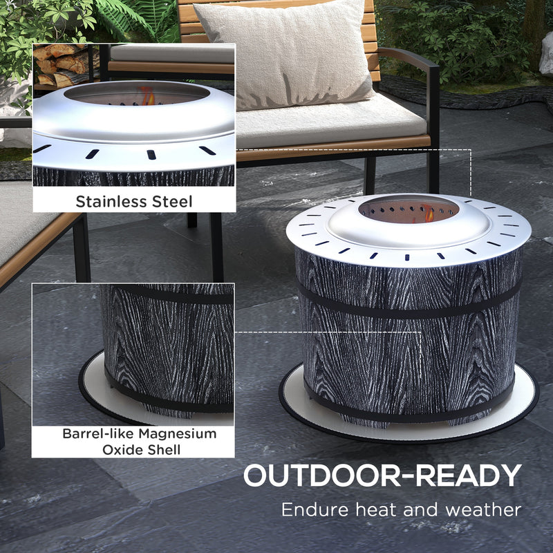 Outsunny - Smokeless Fire Pit, Portable Camping Bonfire Stove with Mat for Backyard Patio Picnic, Magnesium Oxide, Black