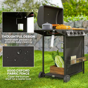 Outsunny - 4+1 Burner Propane Gas BBQ Grill, Portable Gas Barbecue Grill with Side Burner, Thermometer, Lid, Side Table, Shelf, Spice Rack, Wheels, Grease Cup for Garden, Black