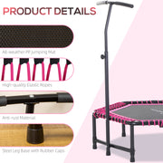 Soozier 48" Adult Hexagon Rebounder Trampoline Fitness Bungee Jumping Cardio Trainer Outdoor Bouncer Jumper Adjustable Bar Pink