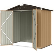 6.5' x 4' Outdoor Storage Shed, Metal Garden Shed with Lockable Double Doors, 4 Vents, Yellow