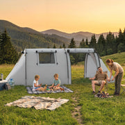Outsunny - 3-4 Person Camping Tent with 2 Rooms, 3000mm Waterproof Portable Family Tent with Carry Bag, Grey