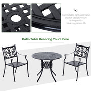 Outsunny - 33-Inch Roud Patio Dining Table with Umbrella Hole, Cast Aluminum Garden Table, All Weather Patio Bisto Table, for Lawn, Garden, Outside, Black