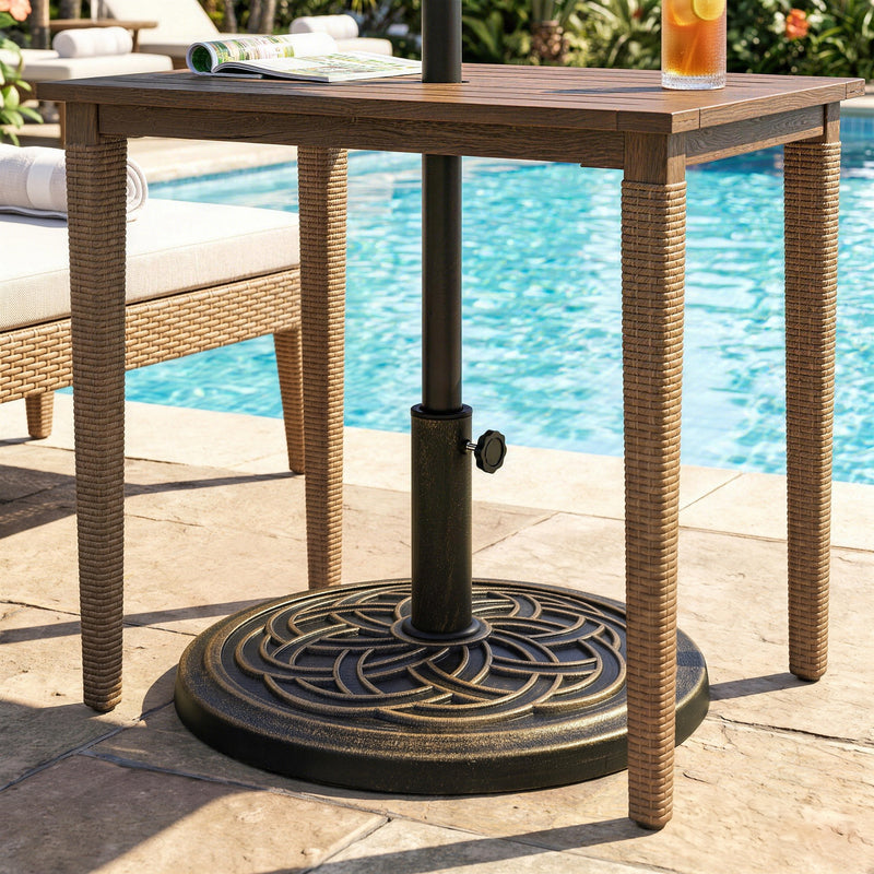 25 lb Heavy Duty Patio Umbrella Base, Round Market Umbrella Stand for Outdoor, Deck, Backyard, Garden, Bronze
