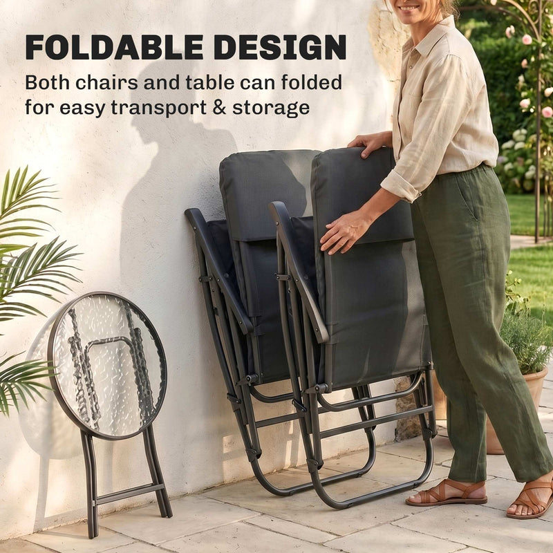 Outsunny - 3-Piece Outdoor Foldable Rocking Chair Set, Orange