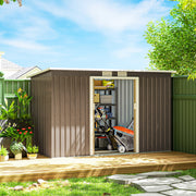 9' x 4' Garden Metal Storage Shed Outdoor Equipment Tool Box with Foundation Kit, Ventilation & Doors, Light Grey