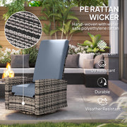Outsunny - Outdoor Rattan Wicker Lounge Chair with Footrest & Soft Cushion for Patio, Garden, Backyard, Grey