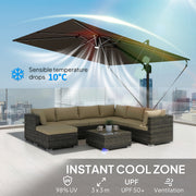 10 x 9.7 ft Offset Cantilever Patio Umbrella with Lights, Wind Rope, UPF50+ Outdoor Cantilever Parasol, Dark Grey