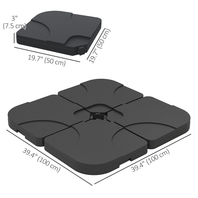 4pc Portable Umbrella Base Weights Garden Parasol Base Outdoor Patio Umbrella Stand Holder Weights, Black