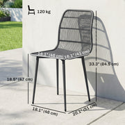 Outsunny - Outdoor Dining Chairs Set of 4, Patio Chairs with Slotted Backrest, Grey