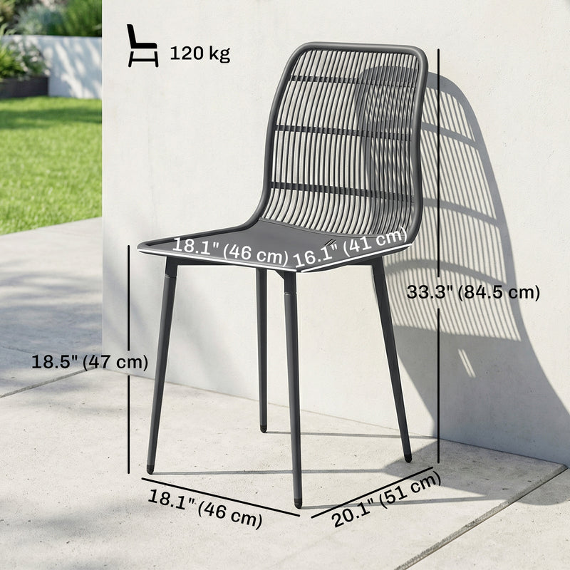 Outsunny - Outdoor Dining Chairs Set of 4, Patio Chairs with Slotted Backrest, Grey