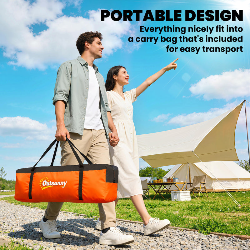 Outsunny - 5 Person Family Tent, Outdoor Camping Tent with Lighting Hook, Carrying Bag for Camping, Hiking and Travelling, Orange