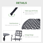 Outsunny - 33-Inch Roud Patio Dining Table with Umbrella Hole, Cast Aluminum Garden Table, All Weather Patio Bisto Table, for Lawn, Garden, Outside, Black
