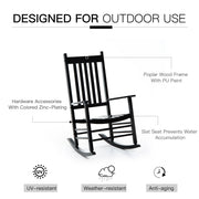 Outsunny - Wooden Porch Rocking Chair Outdoor Patio Rocker Garden Single Leisure Reclining Seat Armchair Black