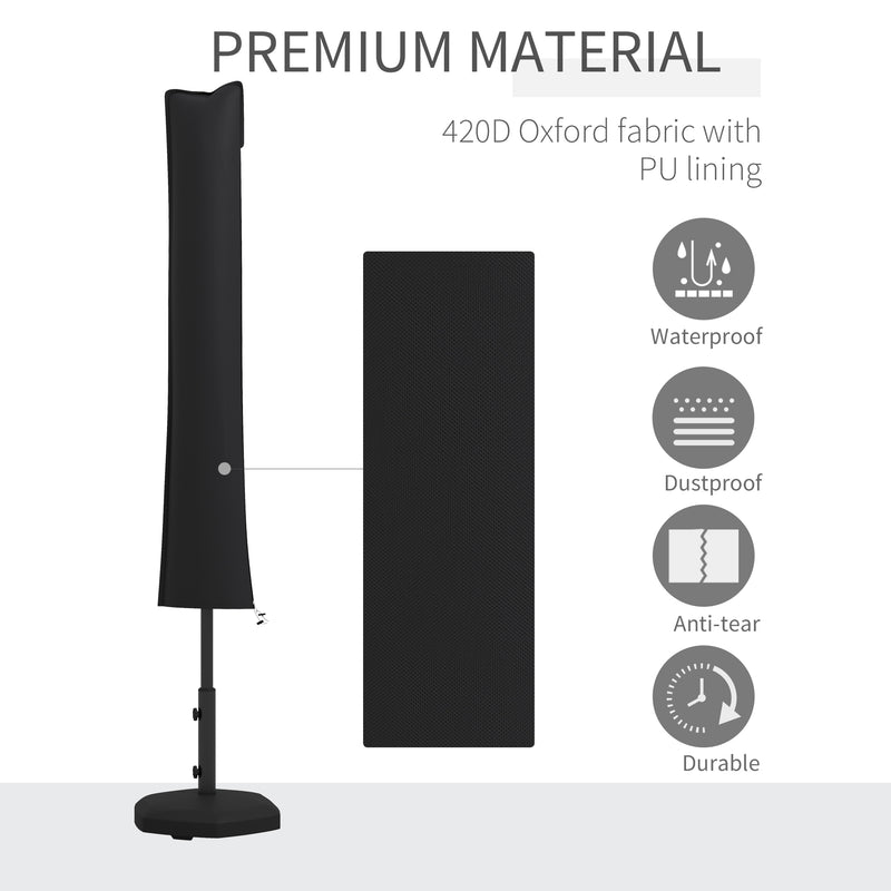Outsunny - Parasol Cover, Patio Cantilever Cover, Banana Umbrella Cover with Zipper, Black — 84B-064V00BK