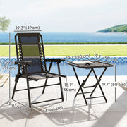 Outsunny - 3 Pieces Patio Bistro Set, Outdoor Folding Table and Chairs Set, Metal Patio Furniture Set with Cup Holders