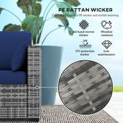 Outsunny - 3-Seater Patio Sofa with Cushions, Rattan Conversation Set with Steel Frame & Washable Cushion Covers, Dark Blue