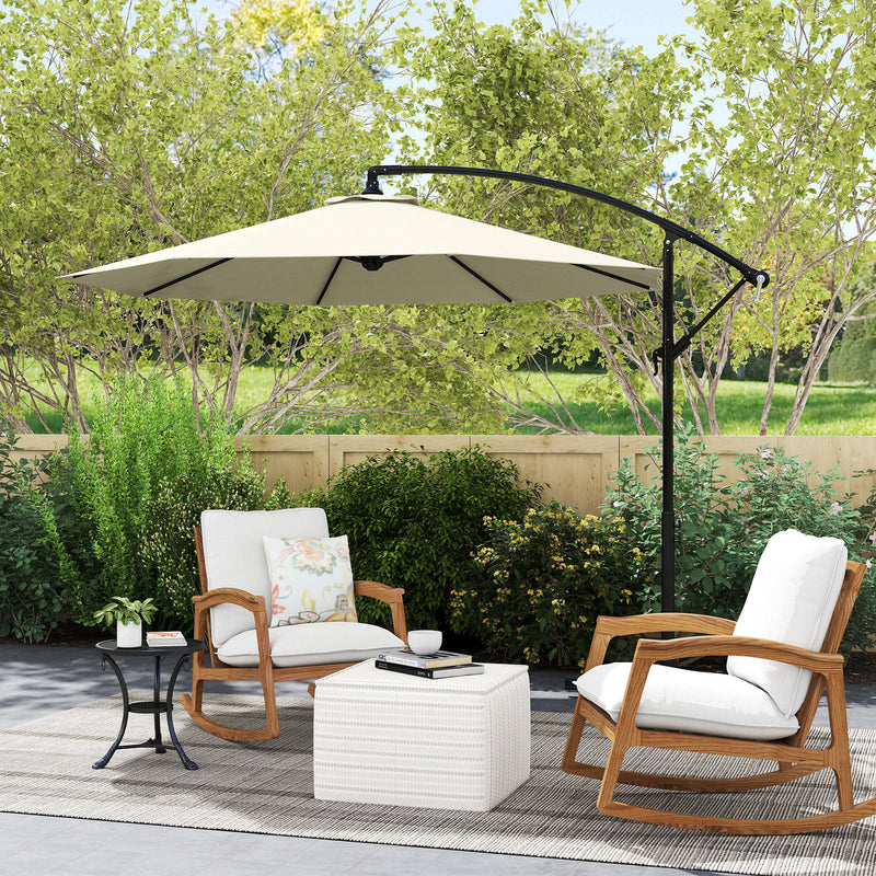 Outsunny - Φ10' Deluxe Cantilever Umbrella Outdoor Market Parasol Banana Hanging Offset Sunshade Crank Cross Base, Beige — 01-0218