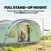 Outsunny - Multi-Room Camping Tent for 5 Person, Easy Set up Large Family Tent with 4 Windows, Porch, Light Green