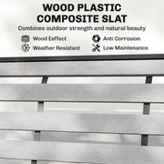Outsunny - 2 Person Outdoor Glider Bench, Patio Glider Loveseat with Faux Wood Slatted Seat and Back, Steel Frame, Grey