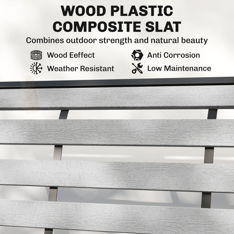 Outsunny - 2 Person Outdoor Glider Bench, Patio Glider Loveseat with Faux Wood Slatted Seat and Back, Steel Frame, Grey