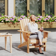 Outsunny - Classic Adirondack Chair Muskoka Chair, Garden Deck Chair with Cup Holder for Patio, Indoor, Backyard, Natural