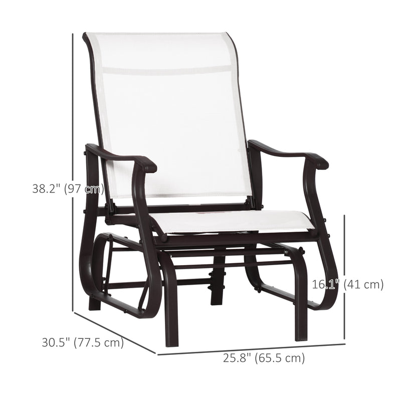 Outsunny - Outdoor Glider Chair, Patio Glider with Steel Frame and Mesh Fabric, Outdoor Patio Chair for Backyard, Garden and Porch, Cream White